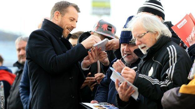Birmingham City manager Gary Rowett signs autographs prior to his successful return to Derby with Blues in January