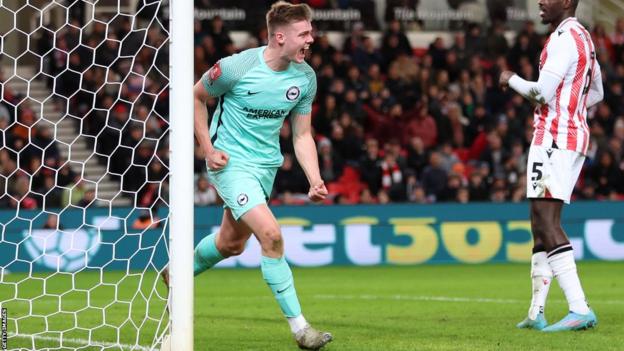 Evan Ferguson (centre) celebrates scoring