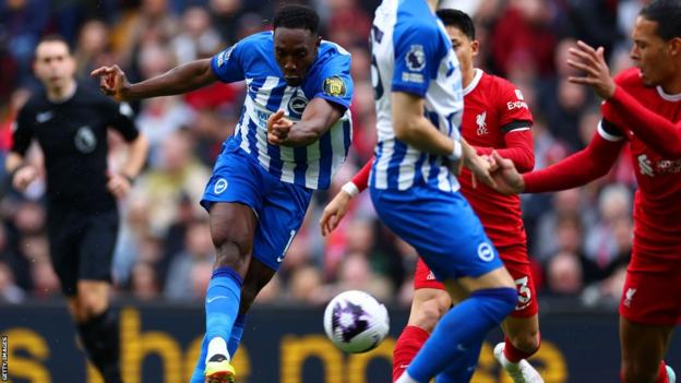 Danny Welbeck thumps Brighton ahead against Liverpool