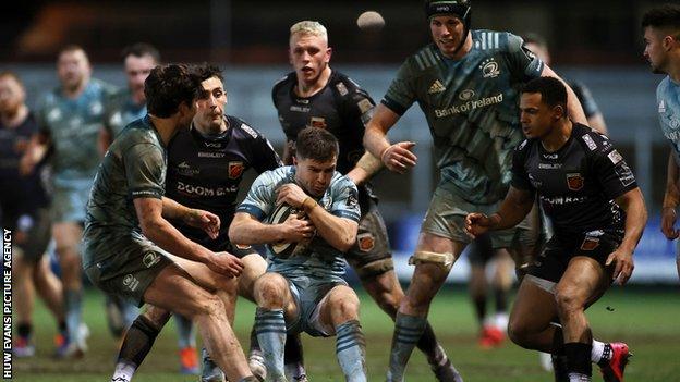 Leinster scrum-half Luke McGrath gains possession against Dragons