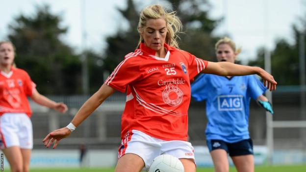 Lennon playing for Armagh against Dublin in the All-Ireland Ladies semi-final in 2016