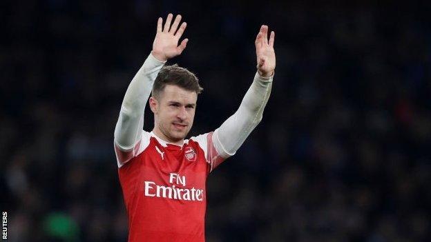 Aaron Ramsey waving to the crowd