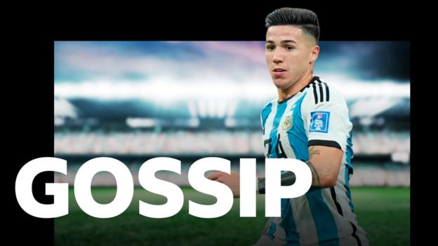 Enzo Fernandez in a graphic that says 'Gossip'