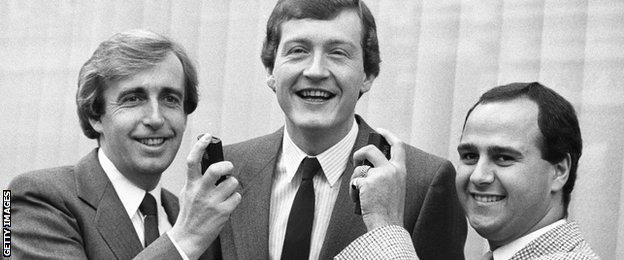 Steve Davis (centre) with Terry Griffiths and Tony Meo in 1984