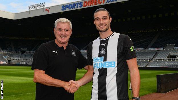 Andy Carroll (right, with manager Steve Bruce)