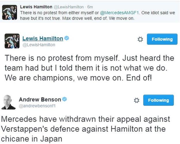 Lewis Hamilton on Twitter