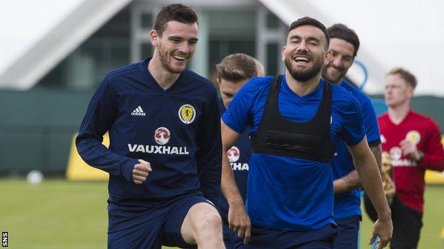 Scotland captain Andy Robertson in training