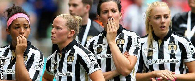 Notts County Ladies players after their Women's FA Cup final loss