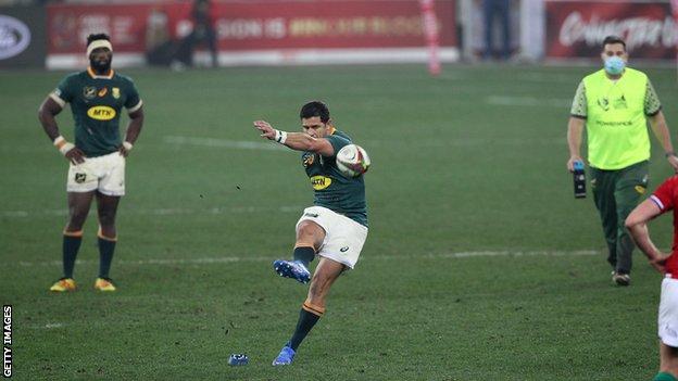 Morne Steyn kicks the winning penalty in the final Test