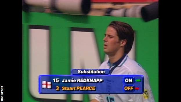 Jamie Redknapp replaced Stuart Pearce at half-time