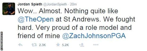 Jordan Spieth tweet