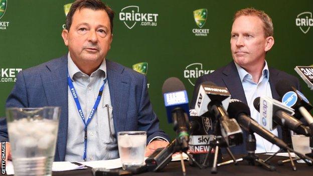 Cricket Australia's David Peever and Kevin Roberts