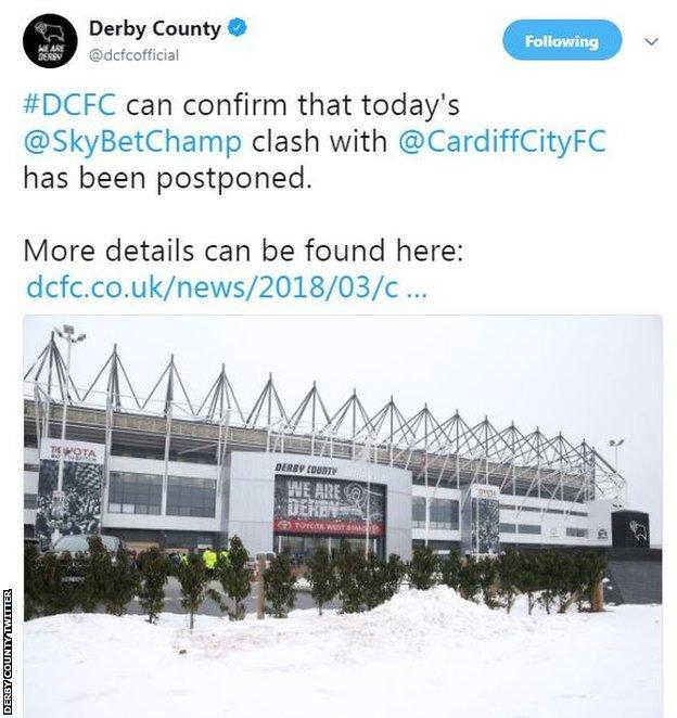 Cardiff City Fixture Postponed - Blog - Derby County