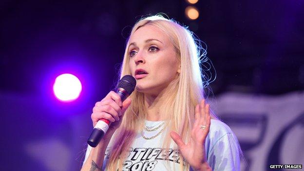 Fearne Cotton speaks on microphone