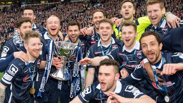 Ross County celebrate winning the Scottish League Cup