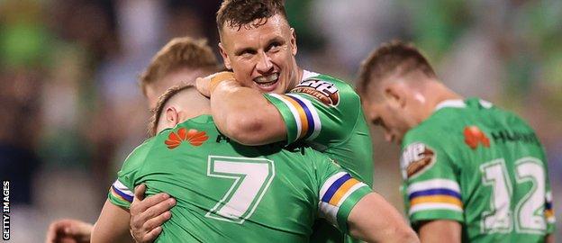 George Williams is congratulated by Jack Wighton