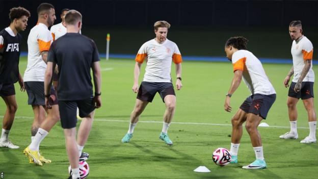 Kevin de Bruyne pictured during training with Manchester City