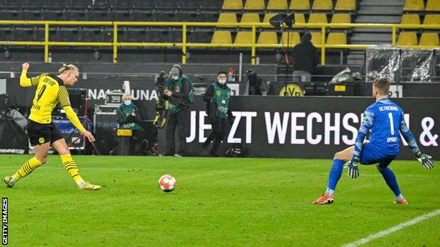 Haaland has scored 28 goals in 29 appearances in all competitions for Borussia Dortmund this season - he hit 41 goals in 41 games for the German side in 2020-21 and, in total, has scored 134 goals in 182 appearances for four different clubs since making his senior debut in 2016