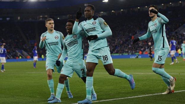 Brighton celebrating Danny Welbeck's equaliser