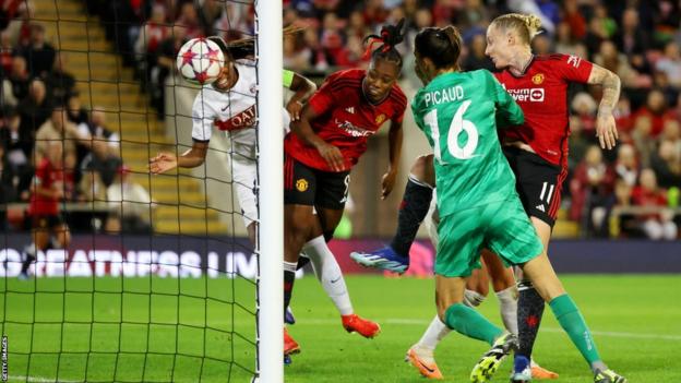Melvine Malard scores for Manchester United
