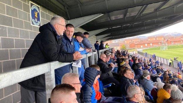 GAA Chairman Larry McCarthy watches Saturday's game at Corrigan Park
