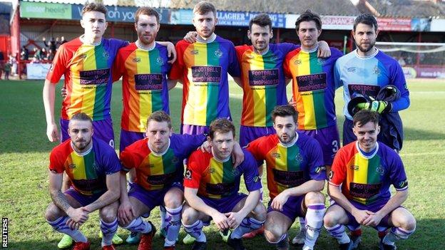 Altrincham FC's rainbow kit for Football v Homophobia sparks global  interest, Football News