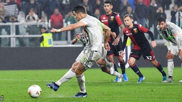 Cristiano Ronaldo scores his late winner for Juventus
