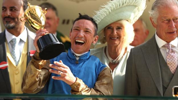 Frankie Dettori with King Charles III and Queen Camilla