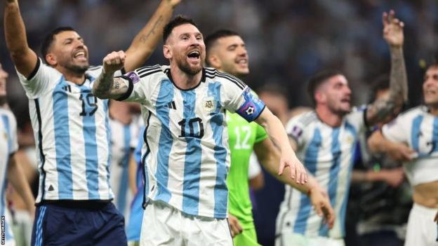 Lionel Messi is celebrating