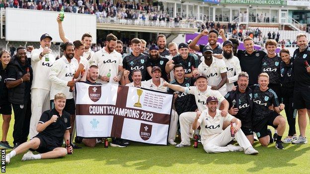 Surrey celebrate winning the County Championship