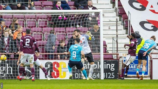 Jason Cummings scores for Hearts against Dundee