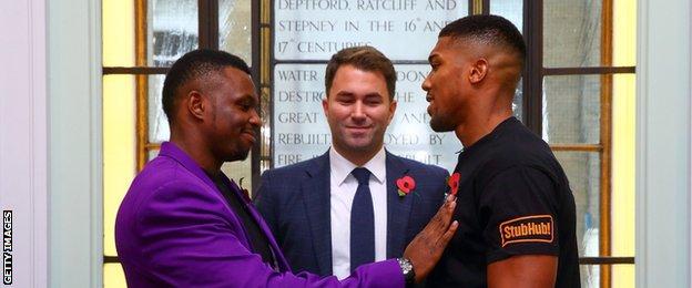 Dillian Whyte, Eddie Hearn and Anthony Joshua