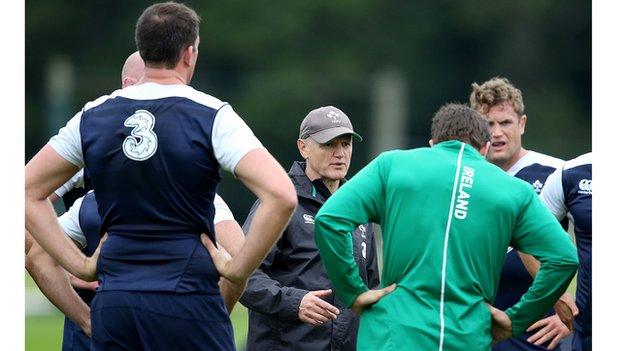 Ireland coach Joe Schmidt delivers instructions at an Ireland training session
