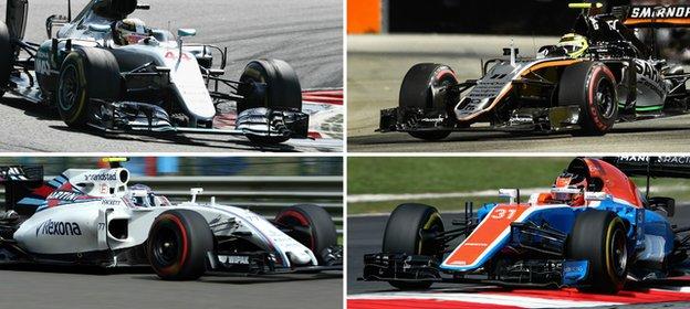 Mercedes F1, Force India, Williams F1 and Manor Racing