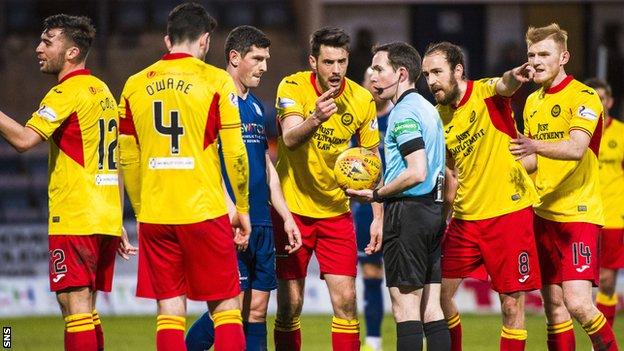 Partick Thistle were two points adrift at the bottom of the Championship with a game in hand when the season was halted