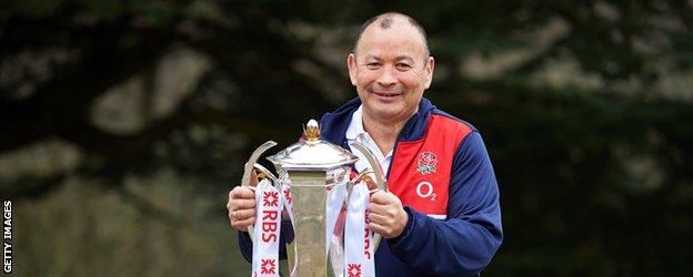 Eddie Jones with the Six Nations trophy