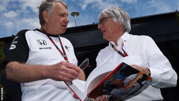 Mclaren founder Tyler Alexander (left) with F1 supremo Bernie Ecclestone