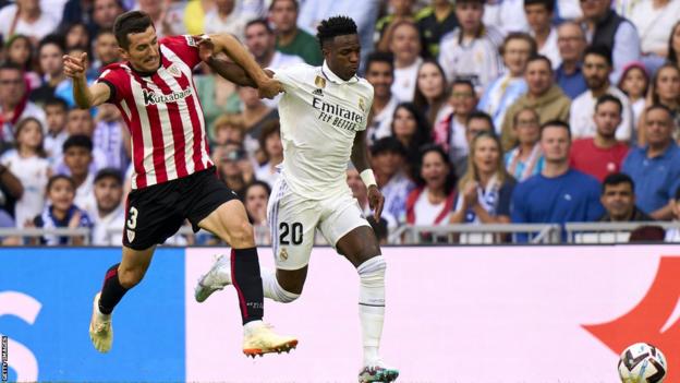 Vinicius Jr in action for Real Madrid against Athletic Bilbao in La Liga