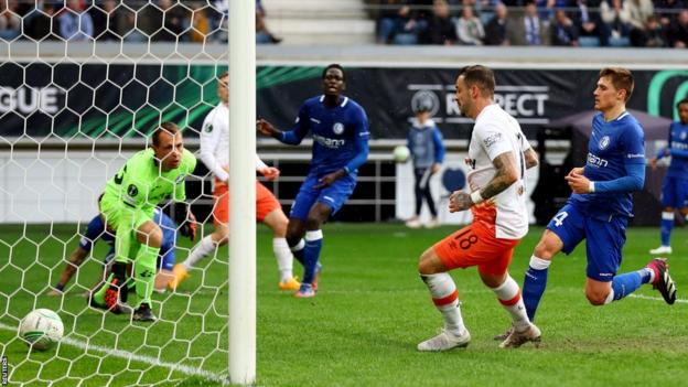 Danny Ings puts West Ham ahead against Gent in the Europa Conference League