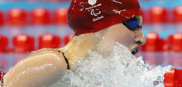 Rebecca Redfern on her way to Paralympic silver in the women's SB13 100m breaststroke