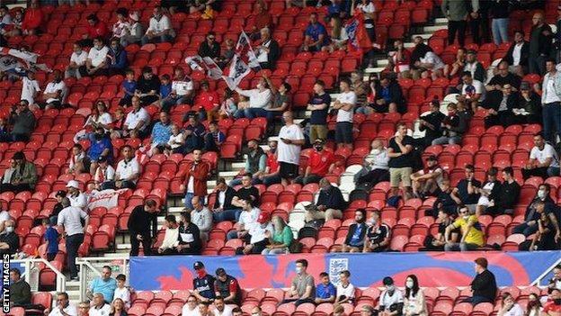 England fans at Middlesbrough's Riverside Stadium