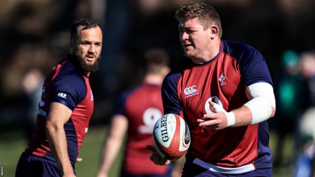Jamison Gibson-Park and Tadhg Furlong in Ireland training