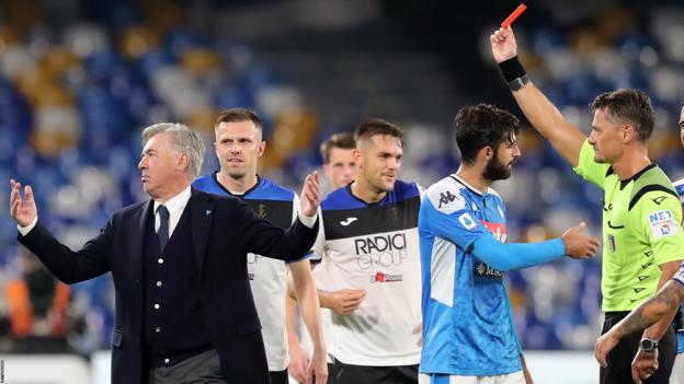 Ancelotti sent off after referee 'buffoonery'