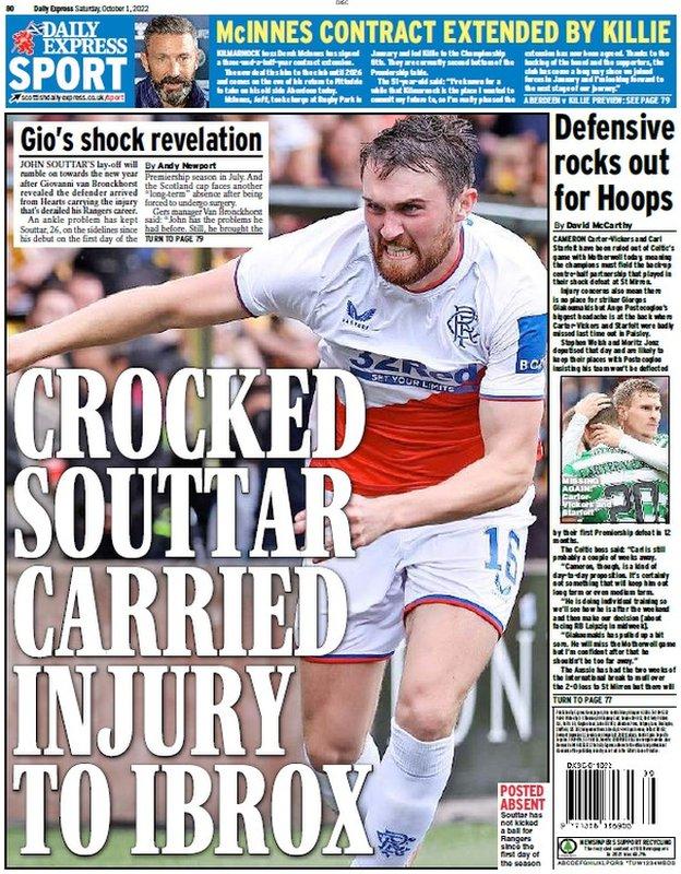 The back page of the Scottish Daily Express on 011022