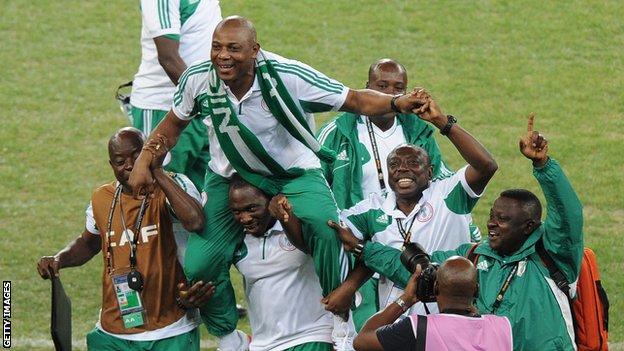 Stephen Keshi celebrates winning the 2013 Africa Cup of Nations
