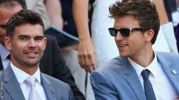 James Anderson & Greg James at Wimbledon in 2015