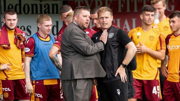 Motherwell chief executive Alan Burrows and caretaker manager Steven Hammell