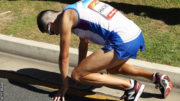Callum Hawkins has no recollection of getting back to his feet after his initial fall