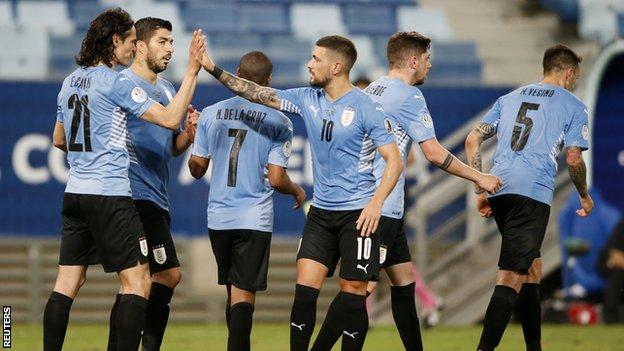 Uruguay players celebrating