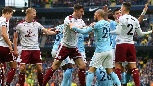 Manchester City and Burnley players